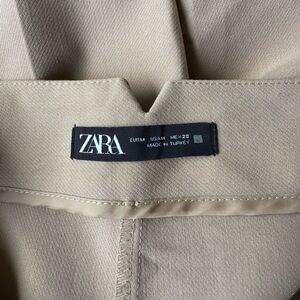 Set of TWO PAIRS of Zara cropped slacks - size Medium (one tan and one maroon)